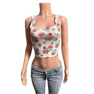 Zenana floral multi-colored crop top M